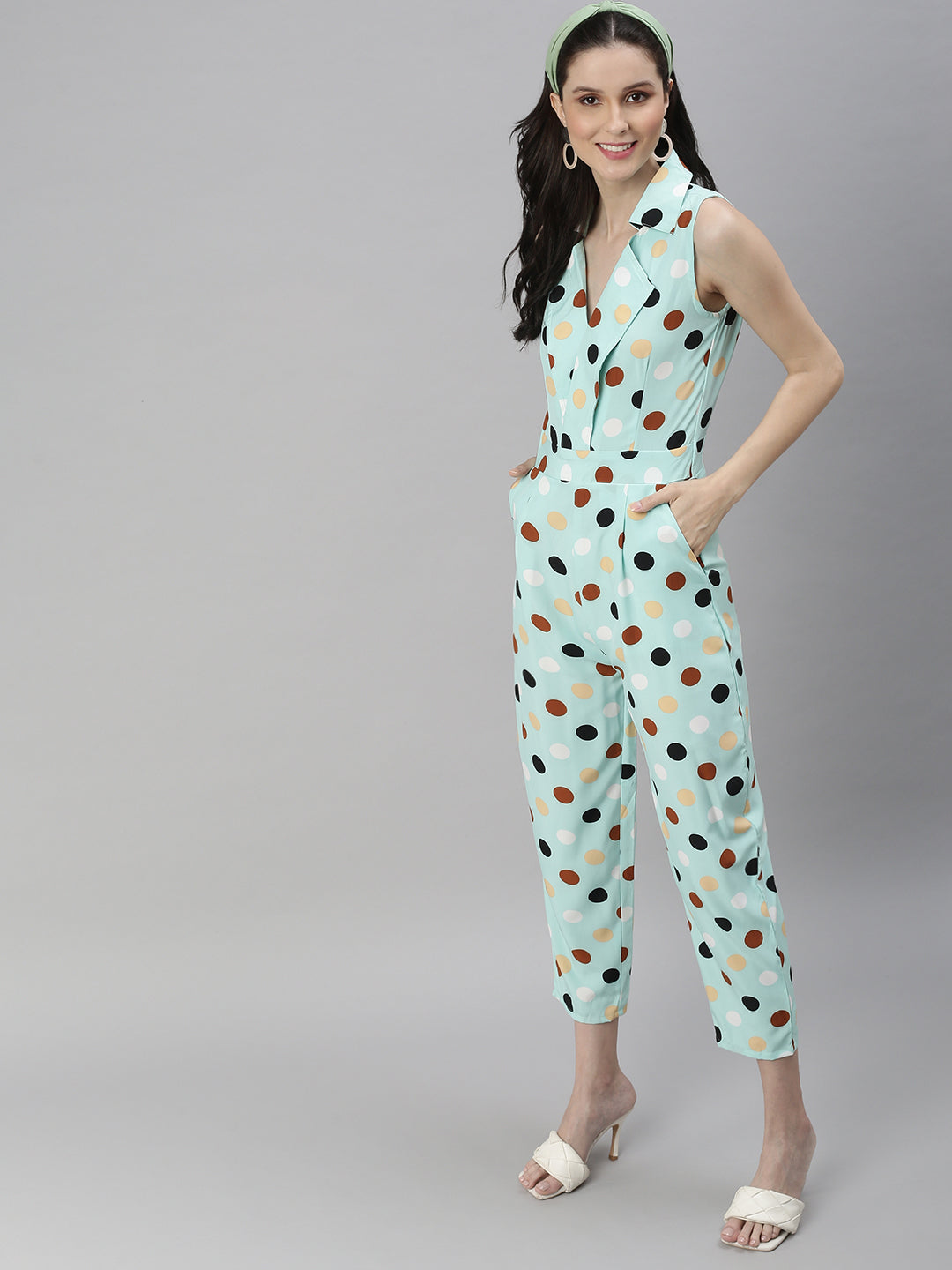 Women's Sea green Printed Jumpsuit