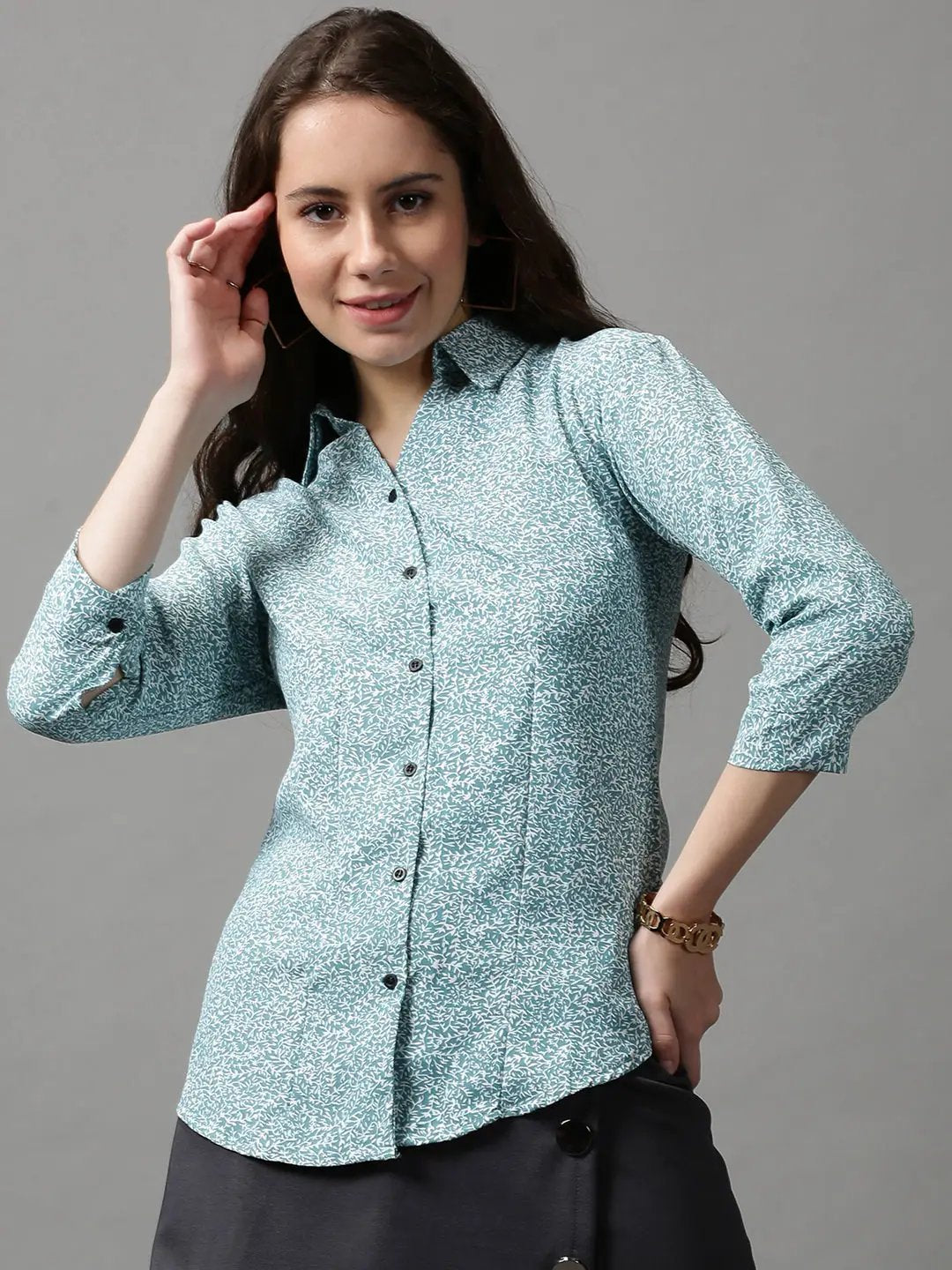 Women's Green Printed Shirt
