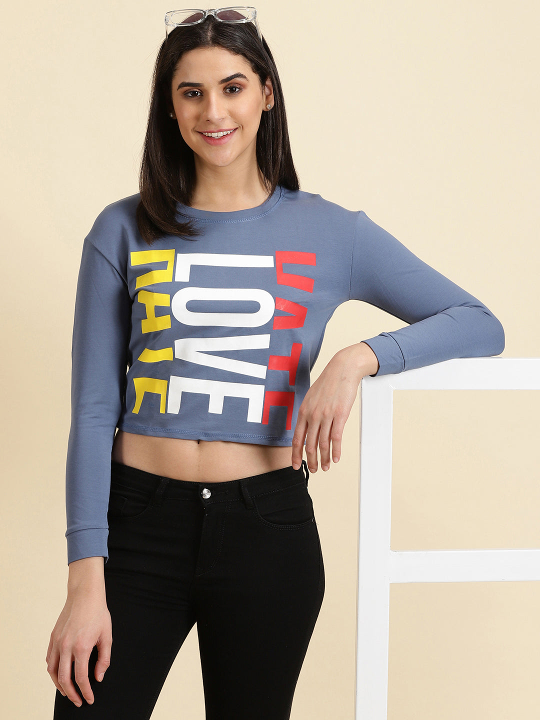 Women's Blue Solid Top