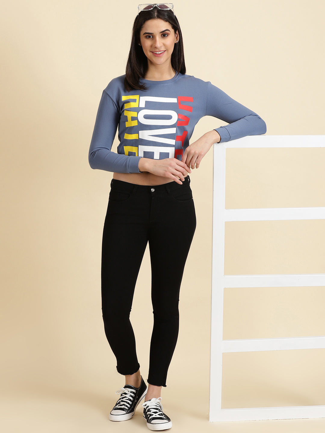 Women's Blue Solid Top