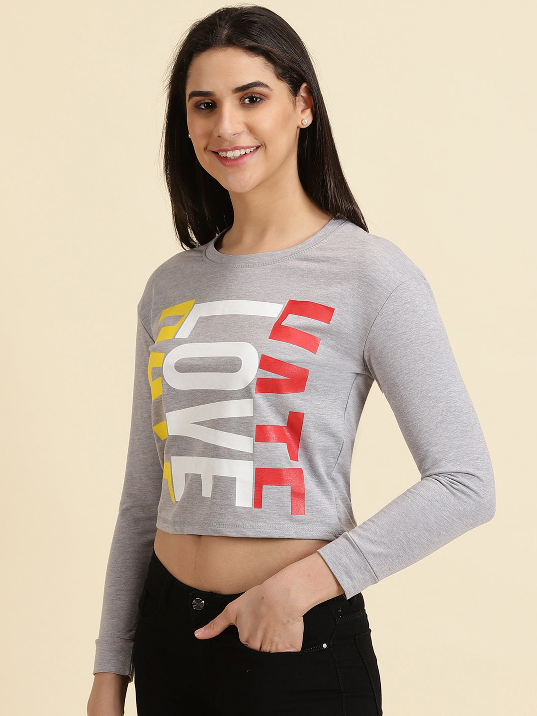 Women's Grey Solid Top