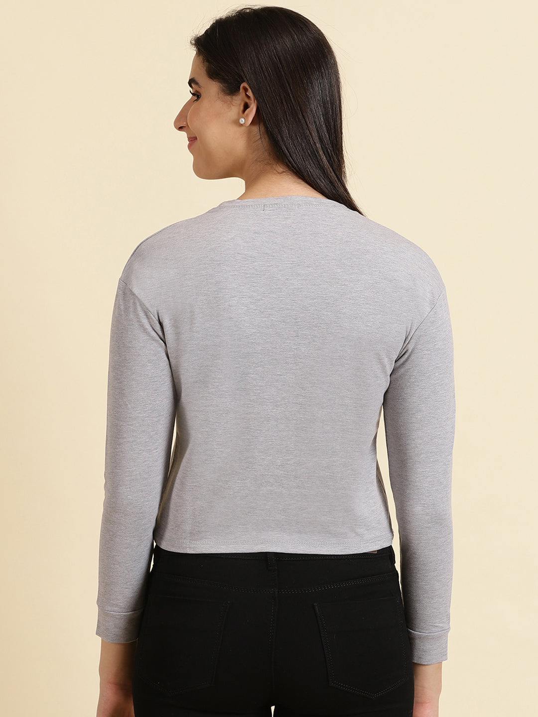 Women's Grey Solid Top