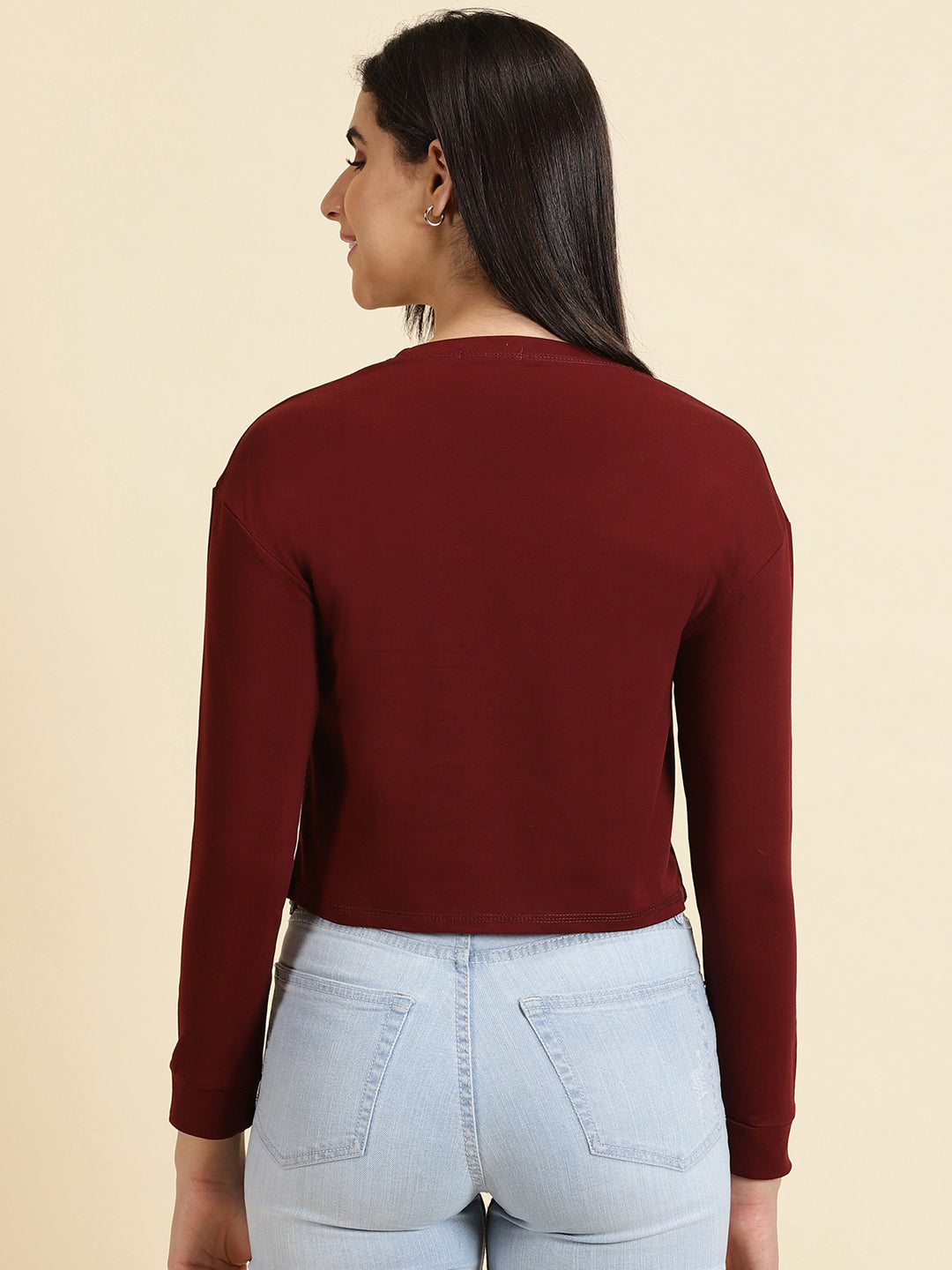 Women's Maroon Solid Top