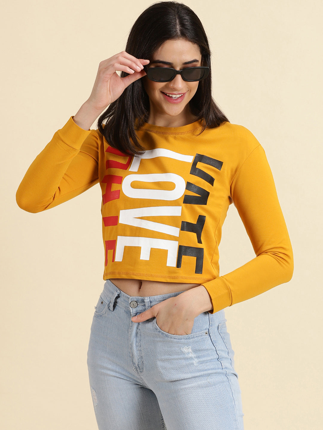 Women's Mustard Solid Top