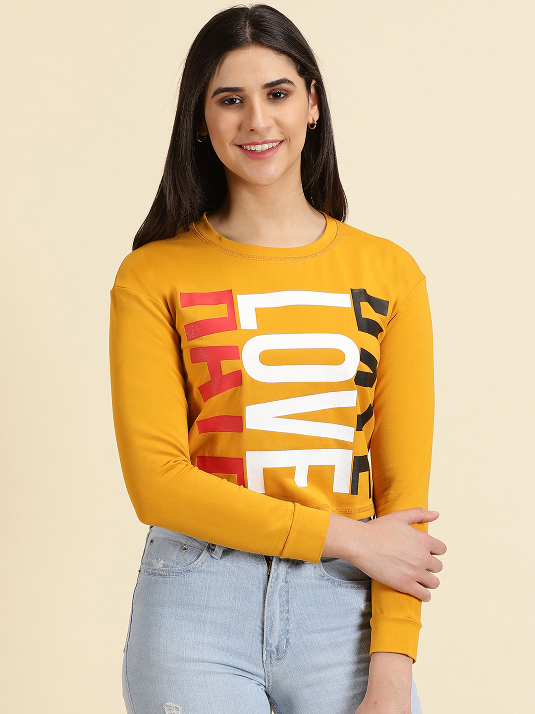 Women's Mustard Solid Top