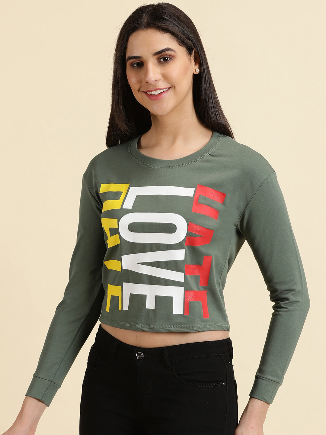 Women's Olive Solid Top