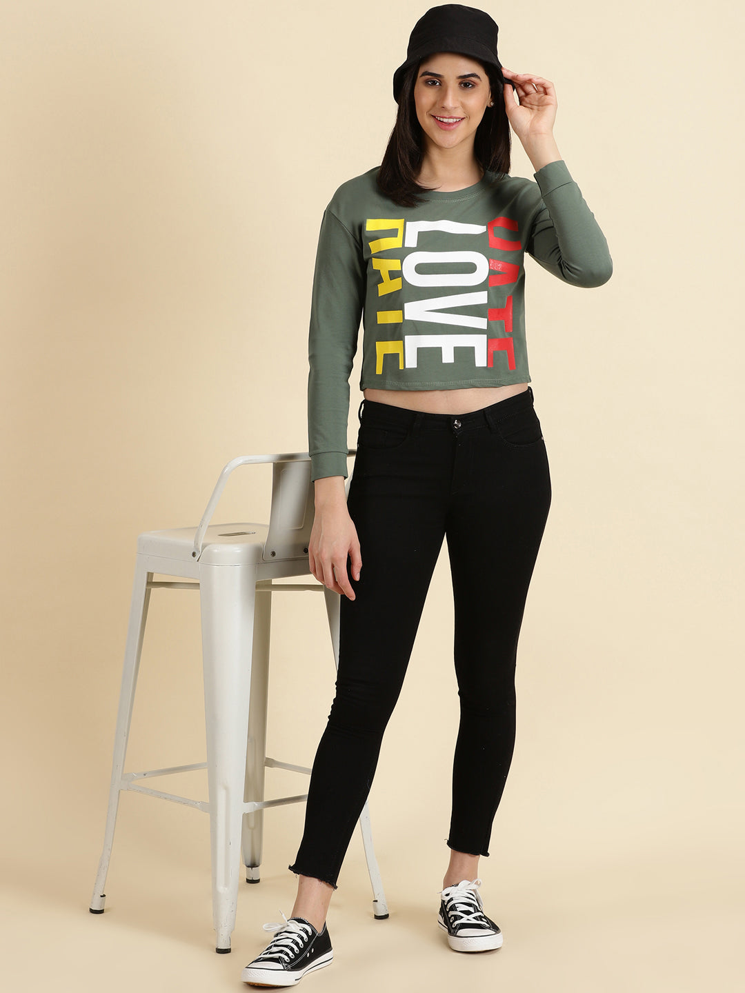 Women's Olive Solid Top