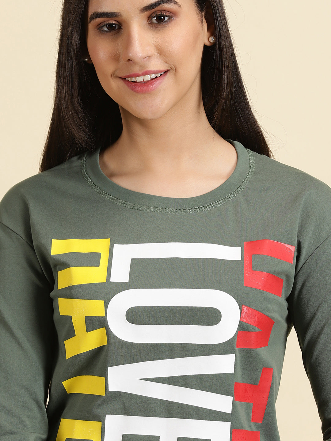 Women's Olive Solid Top