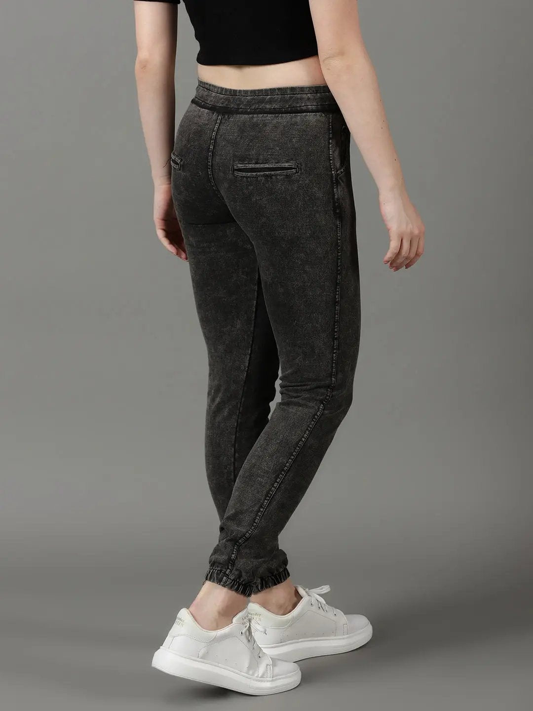 Women's Grey Melange Solid Slim Fit Jeggings