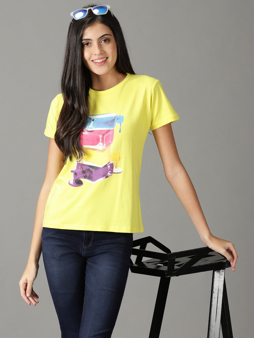 Women's Yellow Solid Top