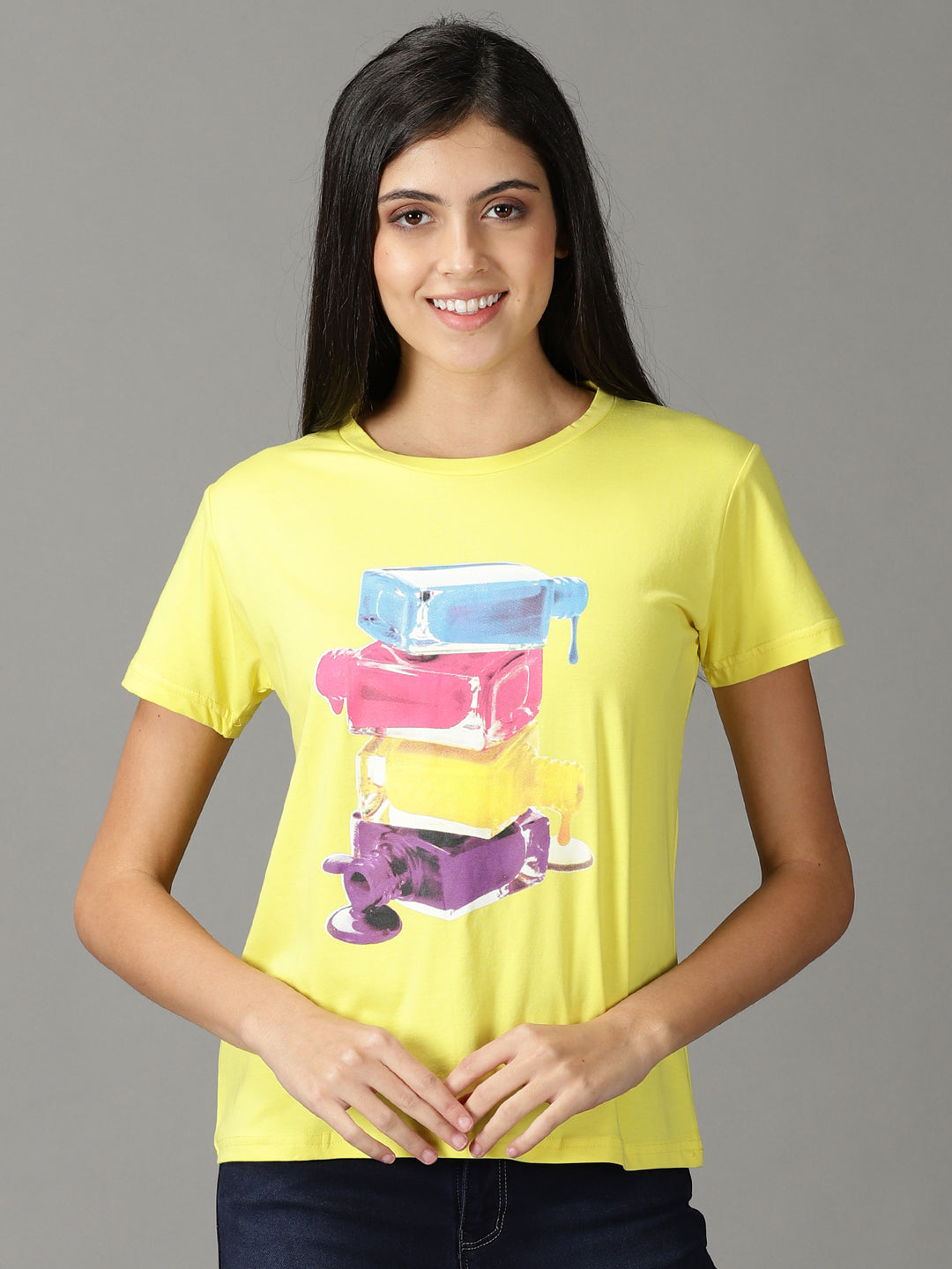 Women's Yellow Solid Top