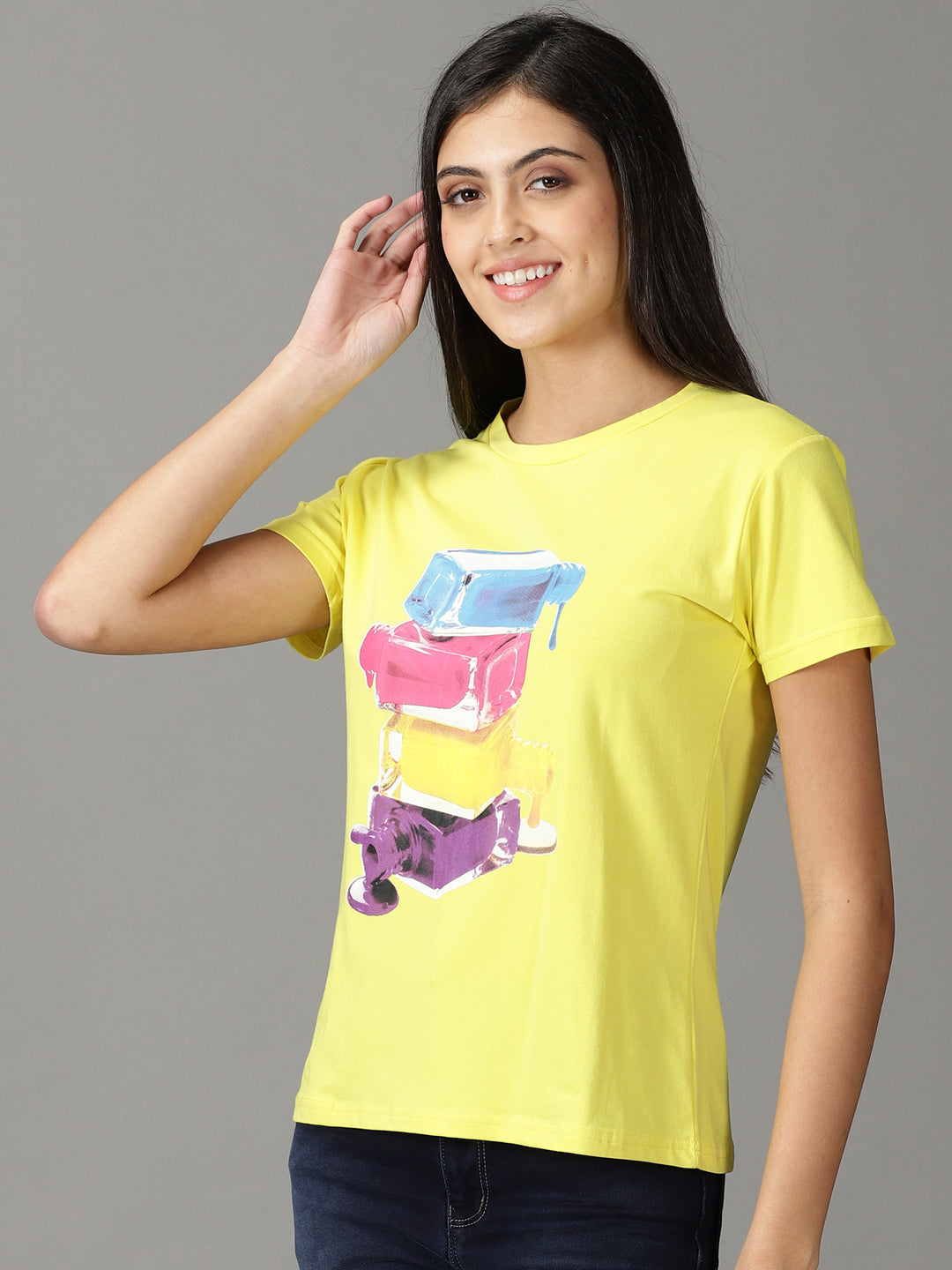 Women's Yellow Solid Top