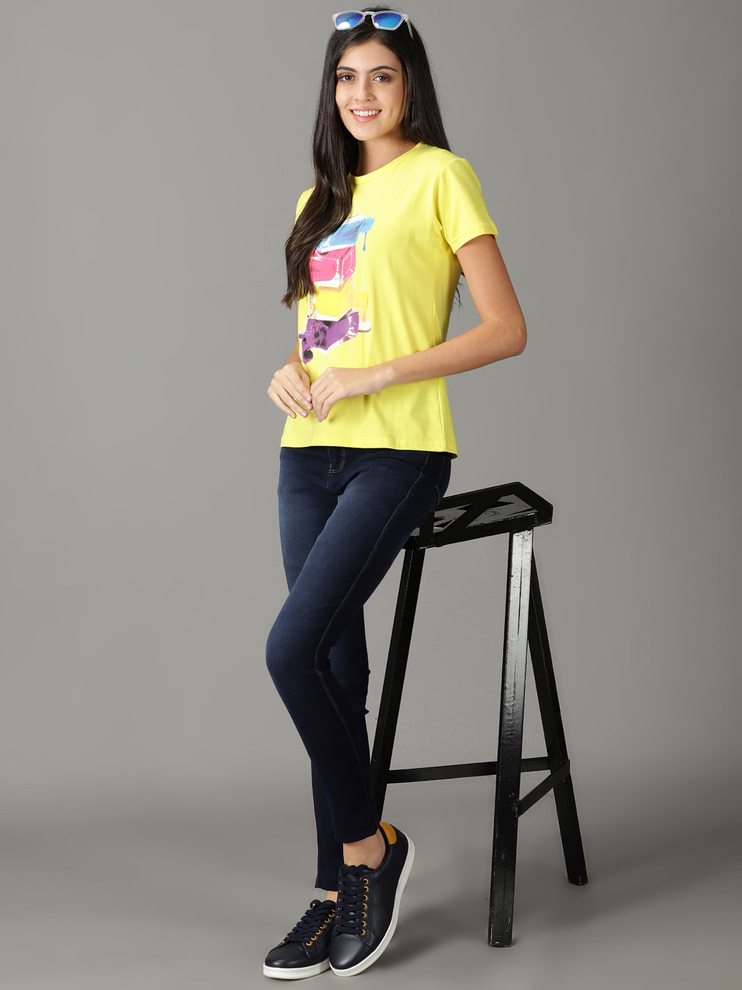 Women's Yellow Solid Top