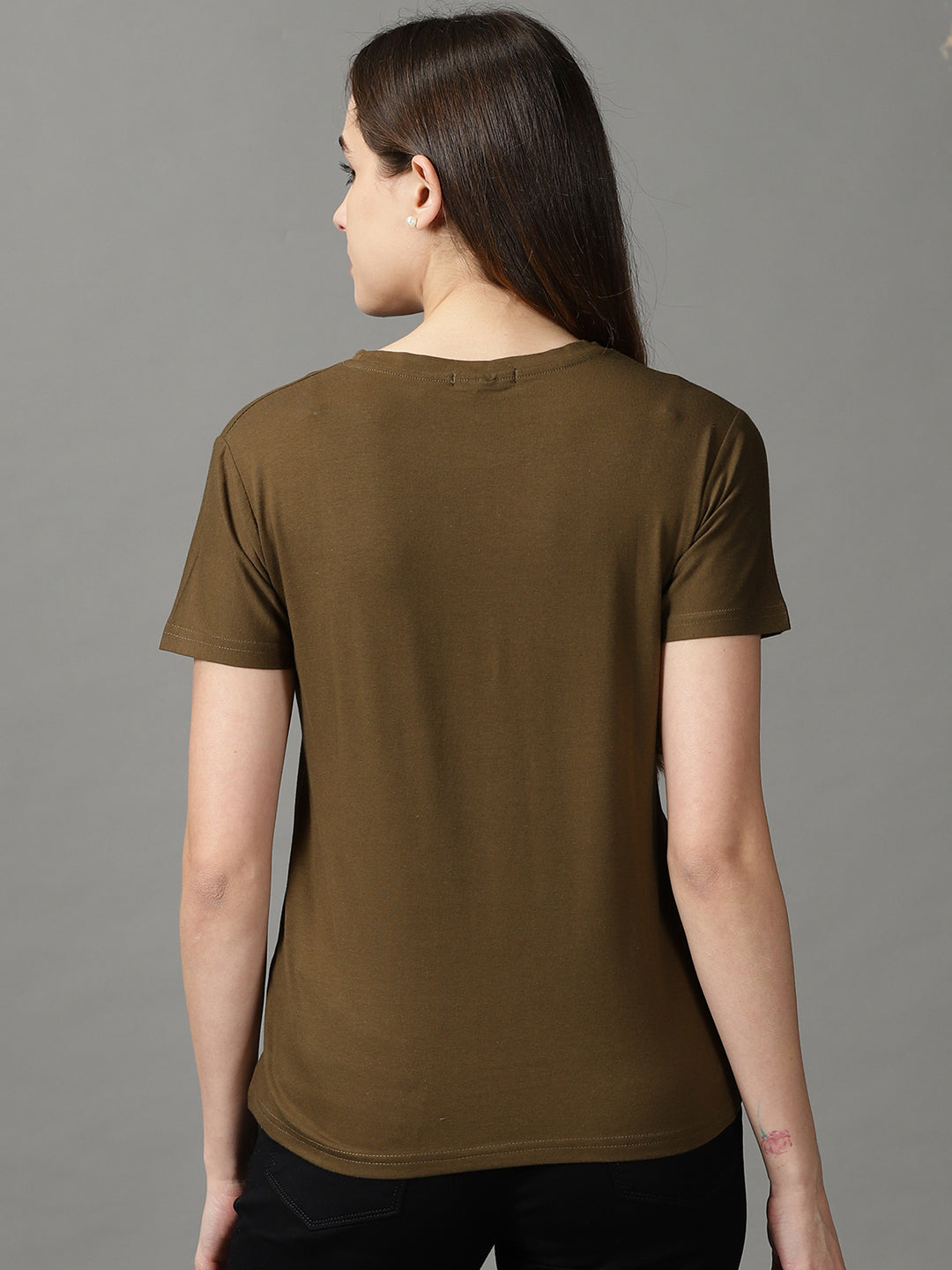 Women's Olive Solid Top