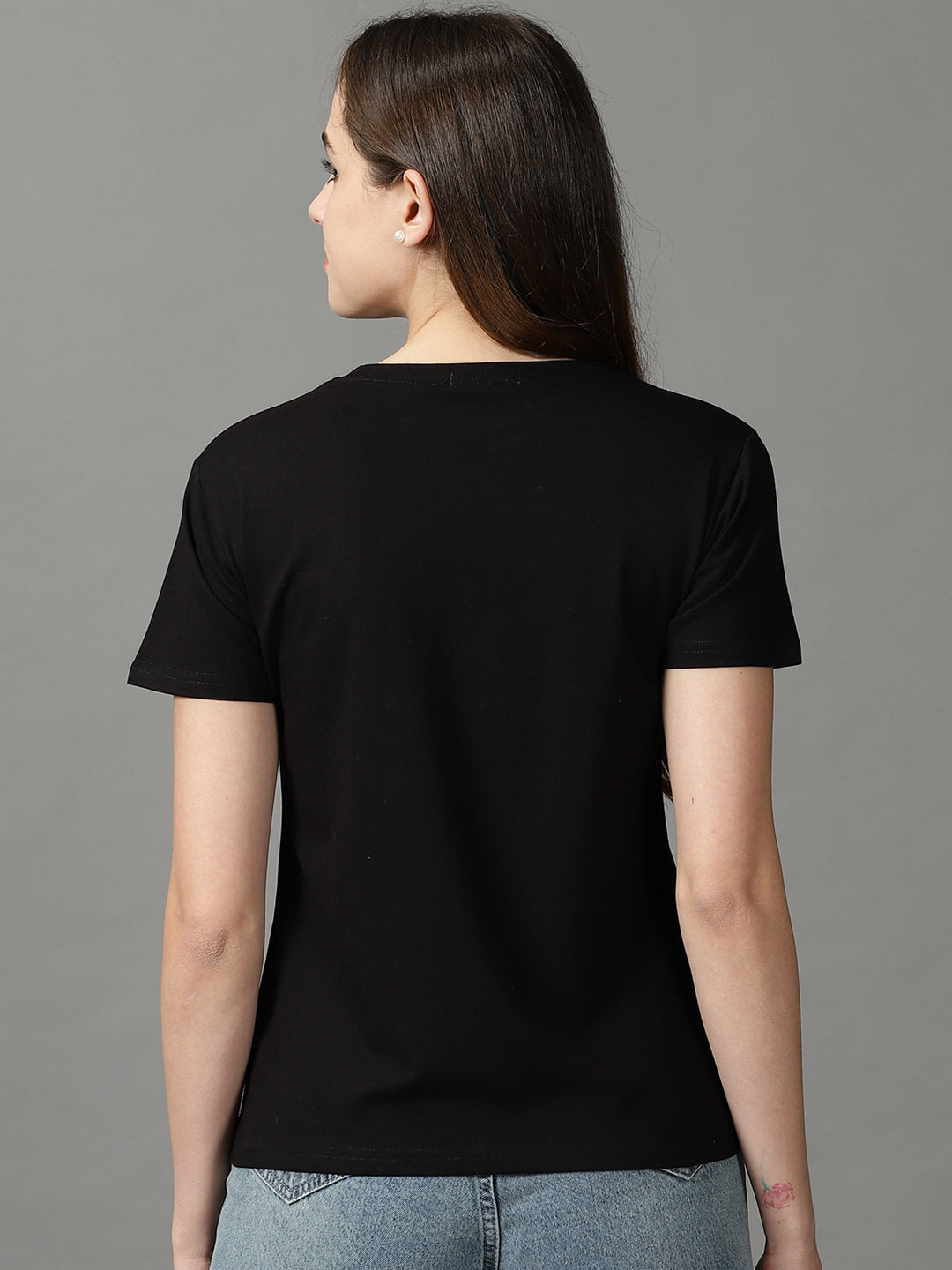 Women's Black Floral Printed Tropical Cotton Top