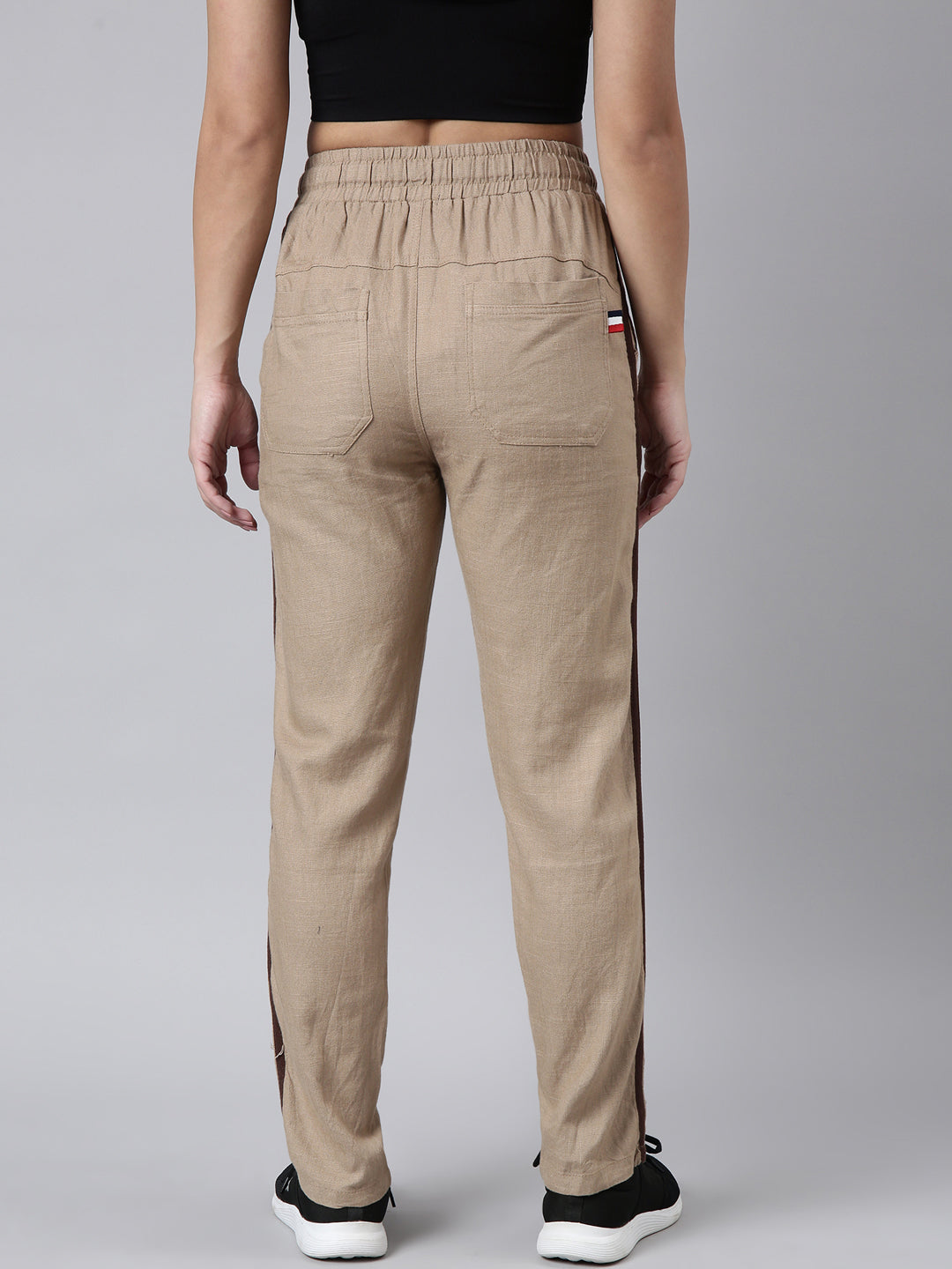 Women Solid Slim Fit Brown Track Pant