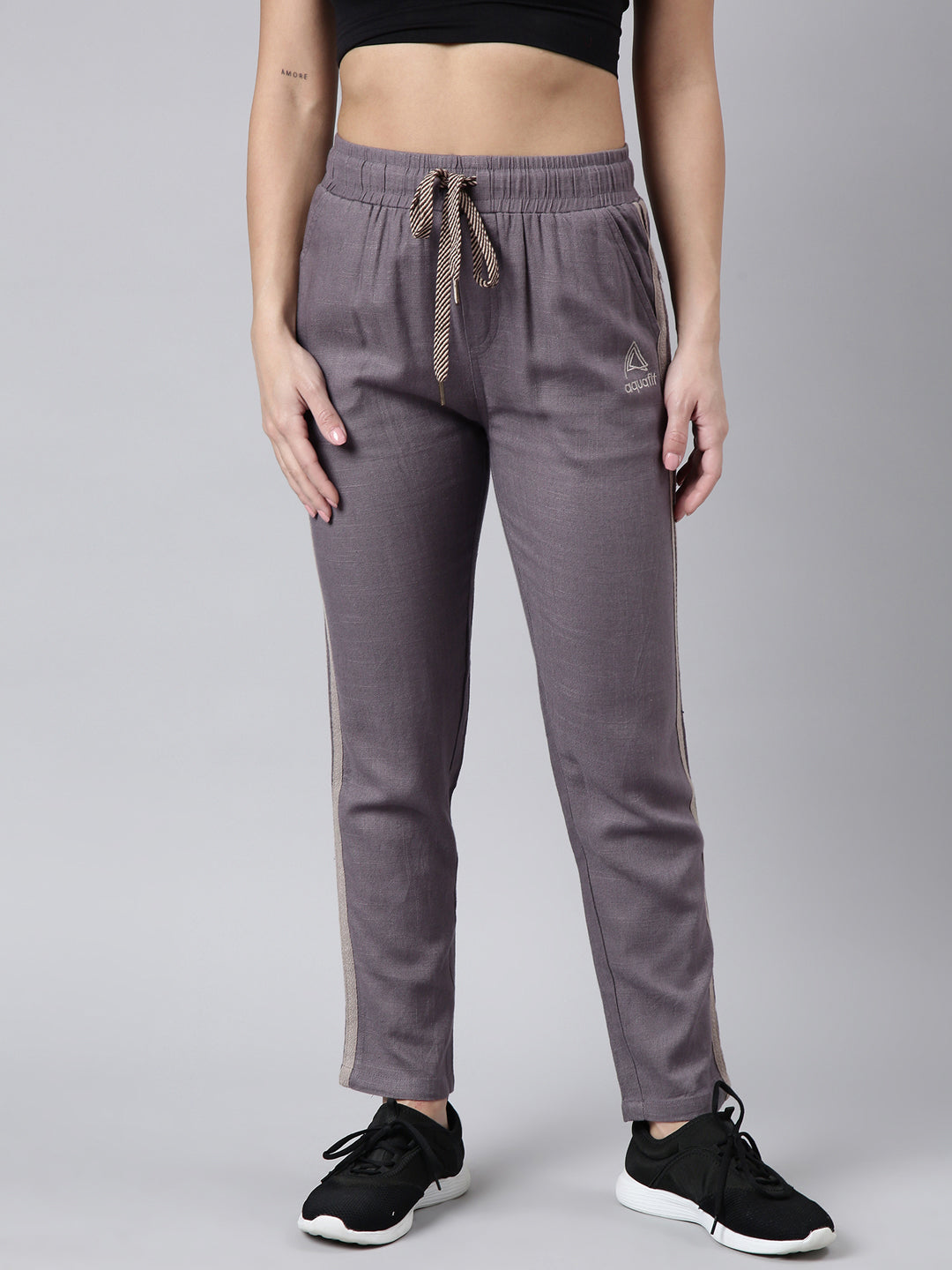 Women Solid Slim Fit Lavender Track Pant