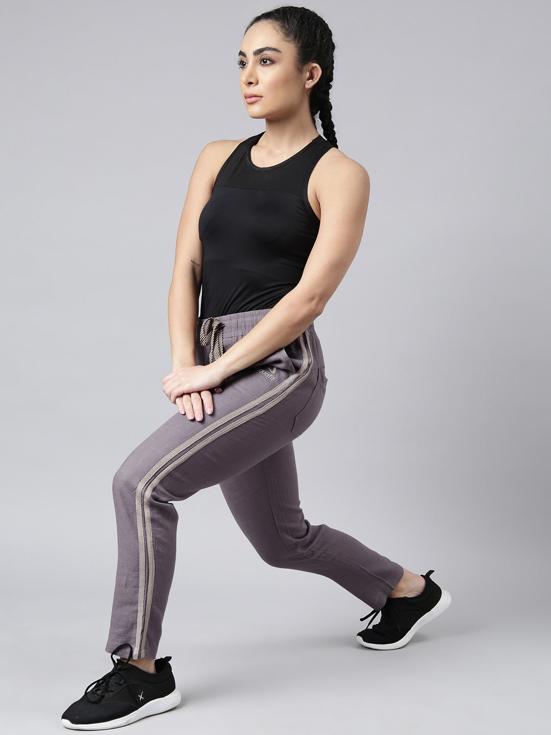 Women Solid Slim Fit Lavender Track Pant