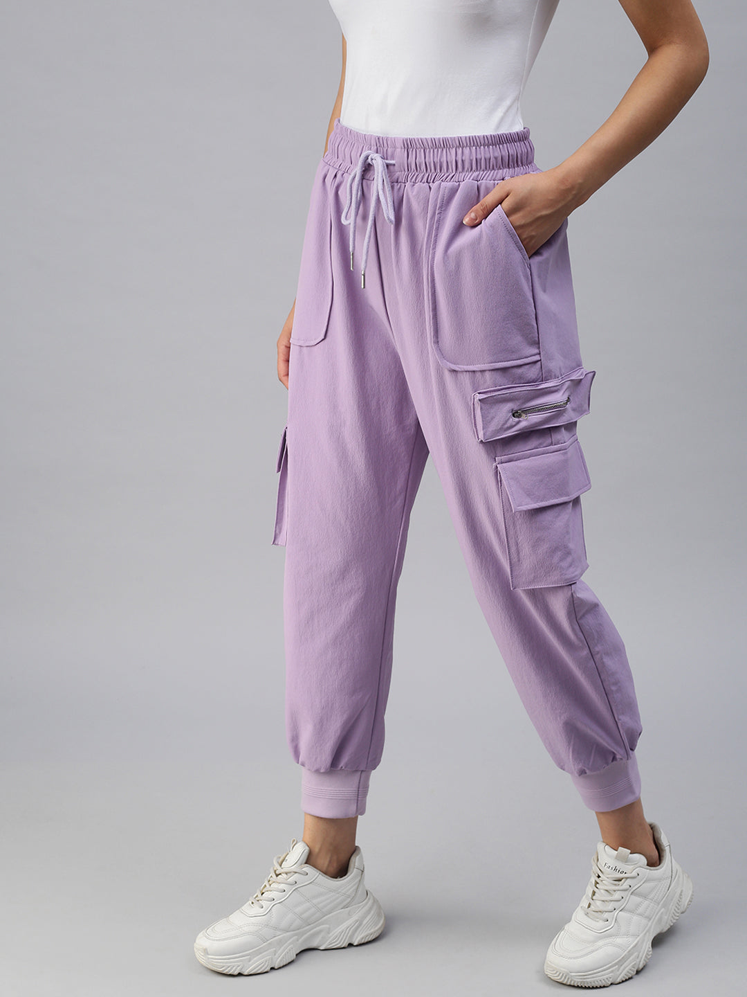 Women's Lavender Solid Joggers Track Pant