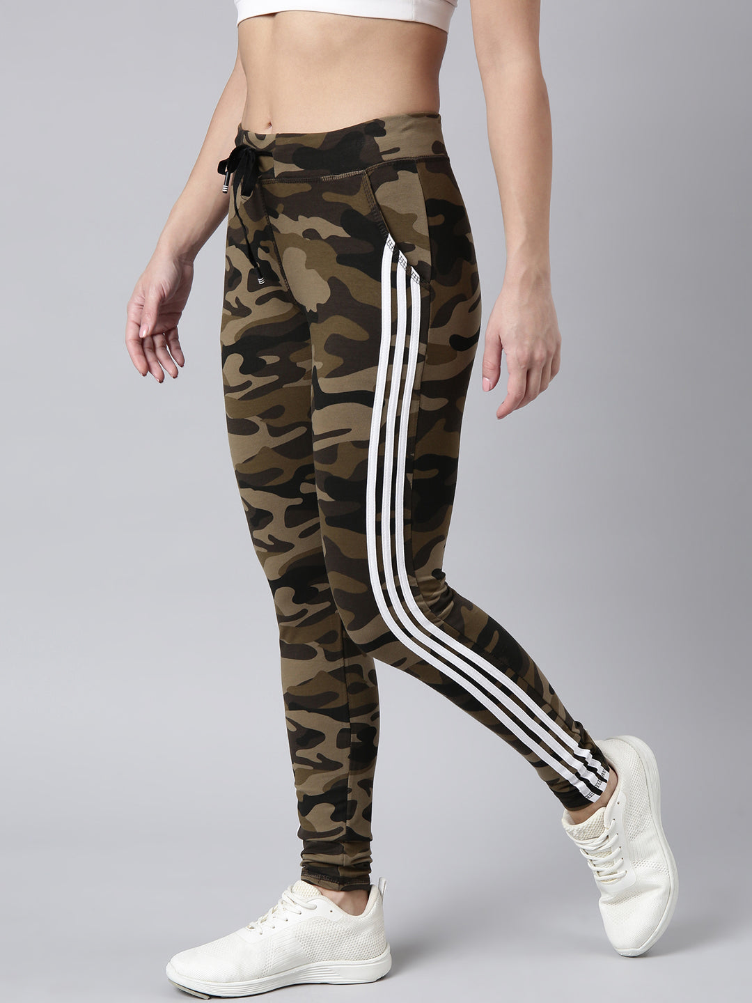 Women Camouflage Slim Fit Olive Track Pant