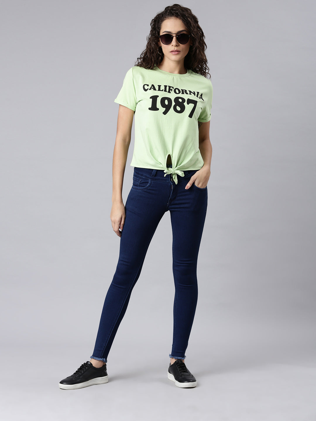 Women Green Typographic Top