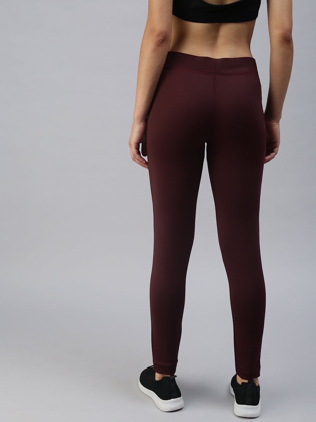 Women's Burgundy Solid Track Pants