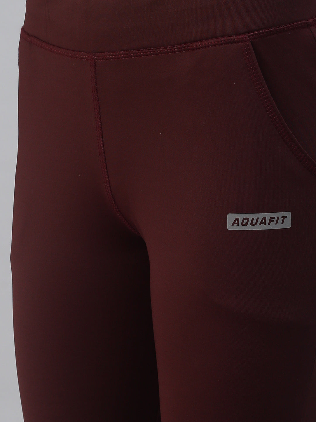 Women's Burgundy Solid Track Pants