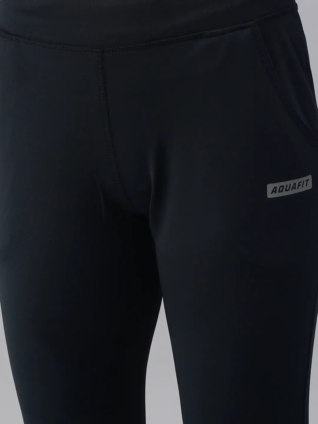 Women's Navy Blue Solid Slim Fit Dry Fit Track Pants
