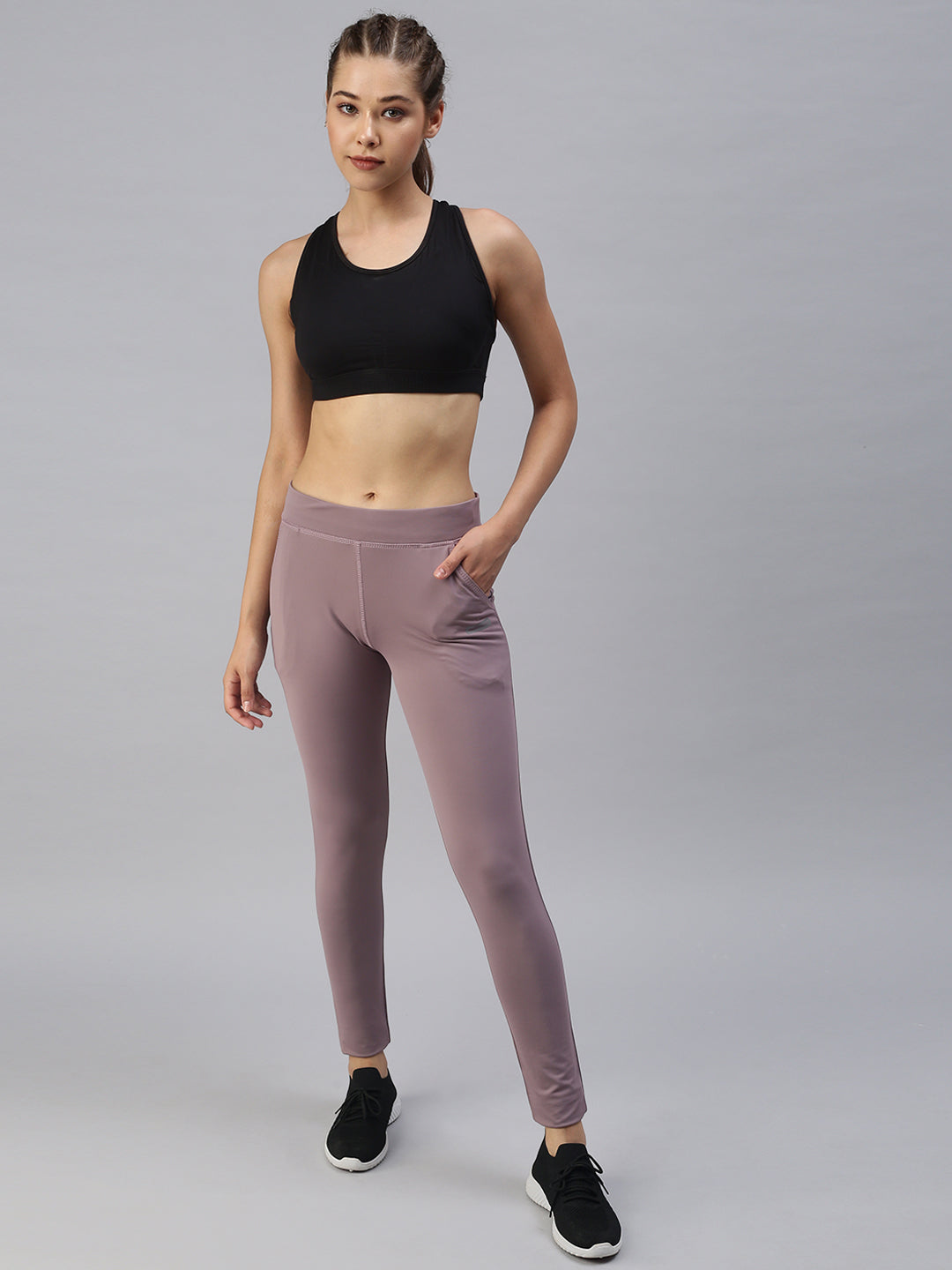 Women's Purple Solid Track Pants