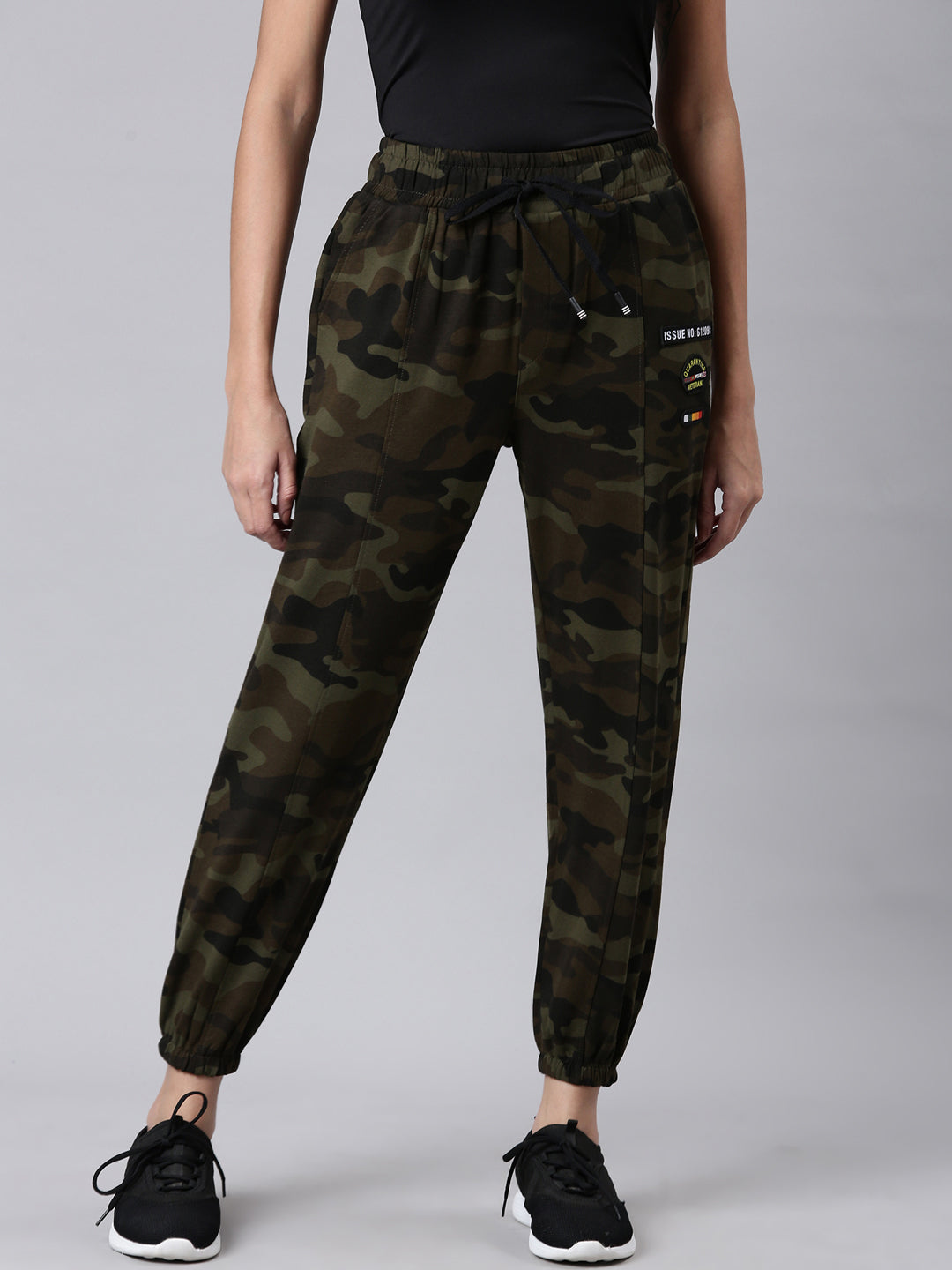 Women Olive Camouflage Track Pant