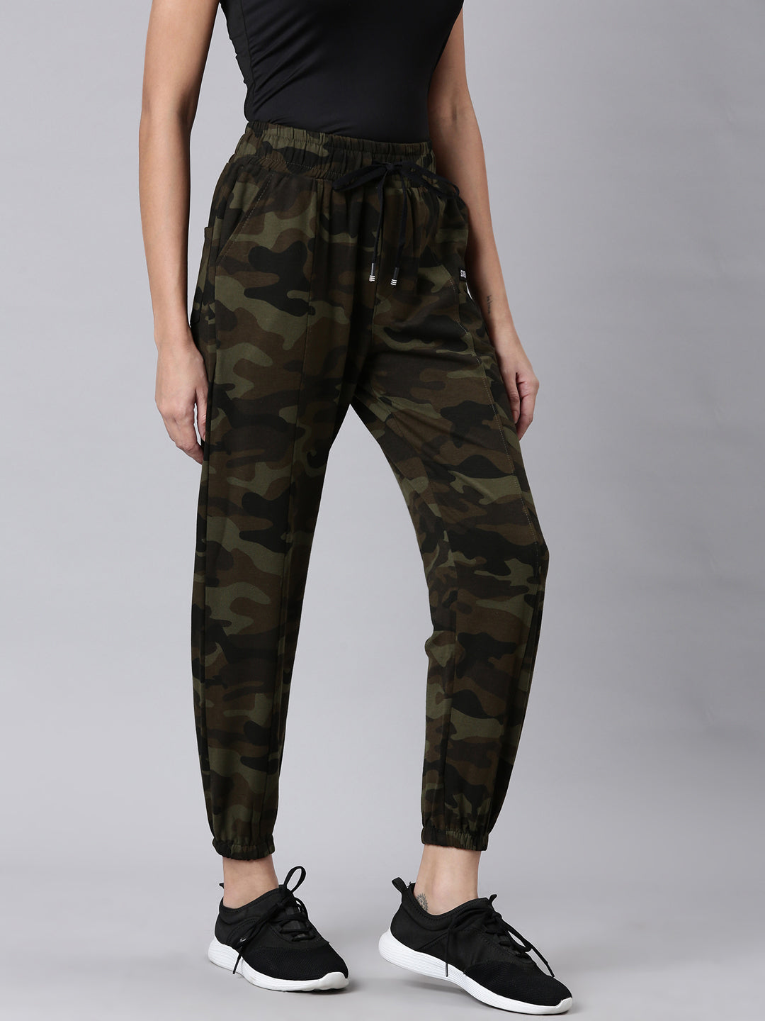 Women Olive Camouflage Track Pant