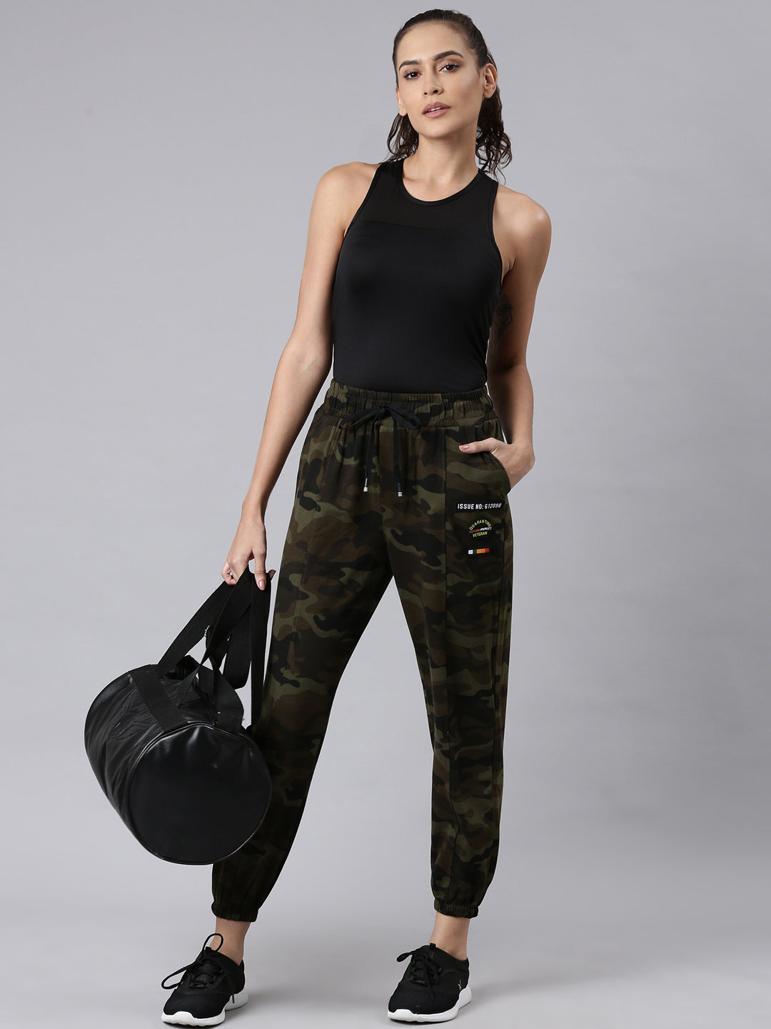 Women Olive Camouflage Track Pant