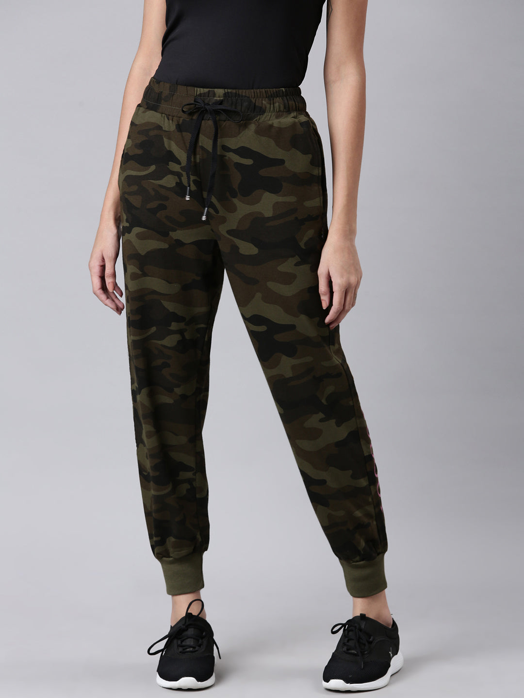 Women Olive Camouflage Track Pant