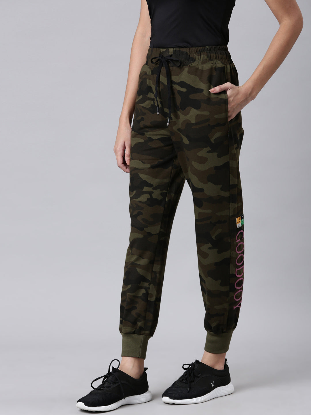 Women Olive Camouflage Track Pant