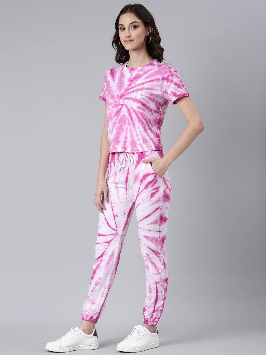 Women Pink Tie Dye Tracksuit