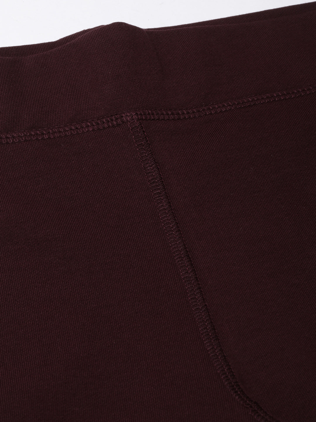 Women Solid Slim Fit Maroon Track Pant