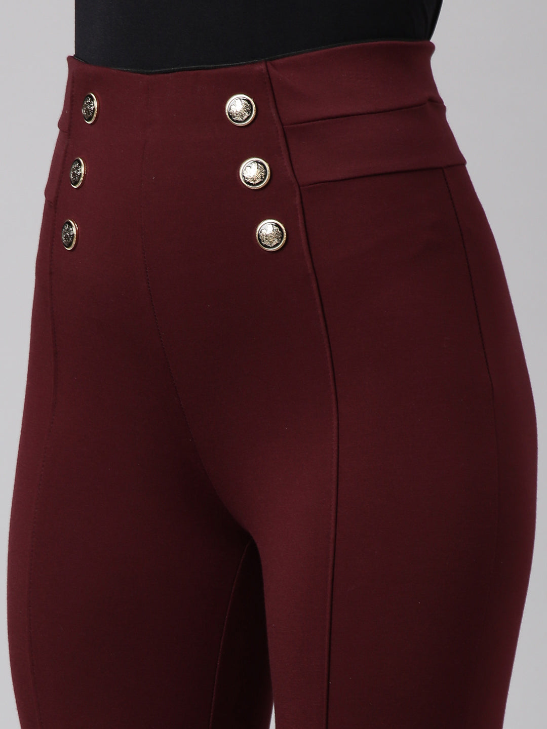 Women Solid Maroon Skinny Fit Jeggings