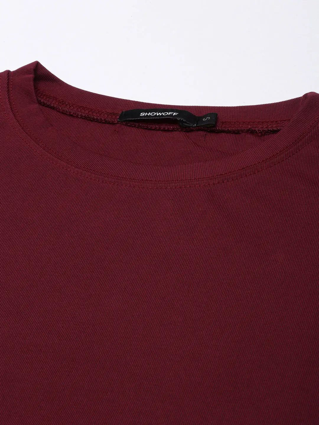 Women's Maroon Solid Fitted Top