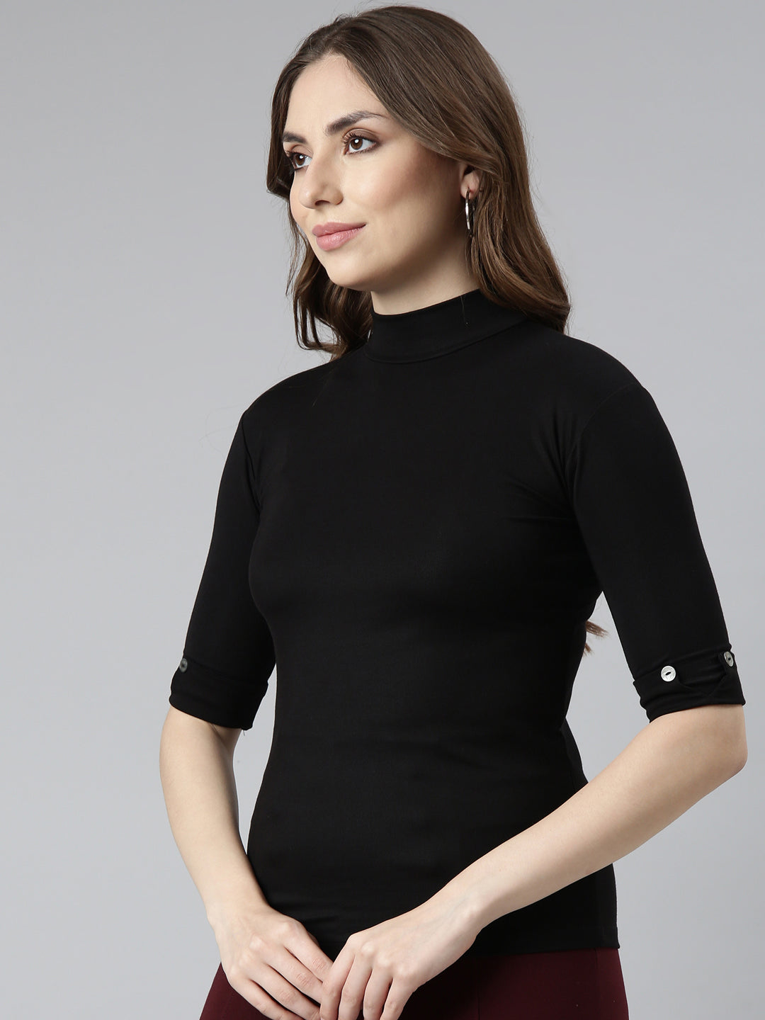 Women Black Solid Top