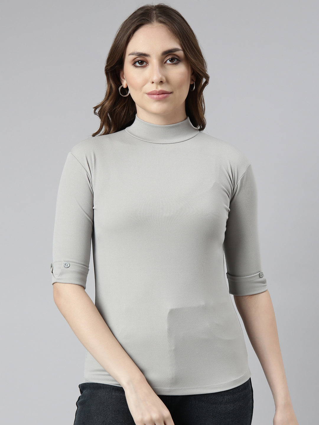 Women Grey Solid Top