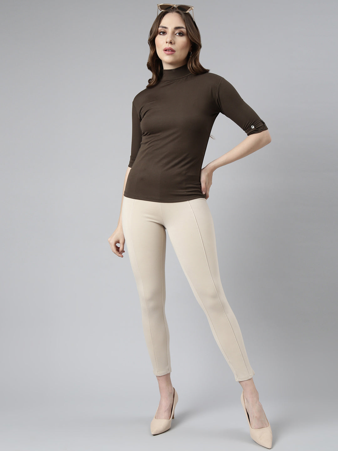 Women Olive Solid Top