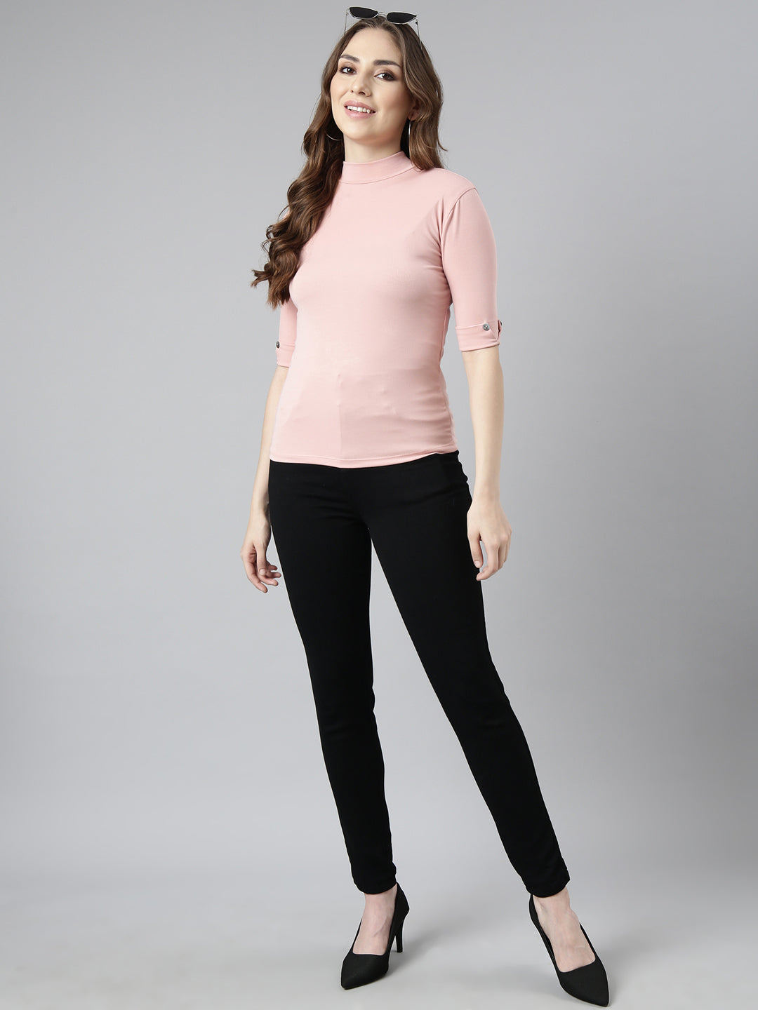 Women Peach Solid Top