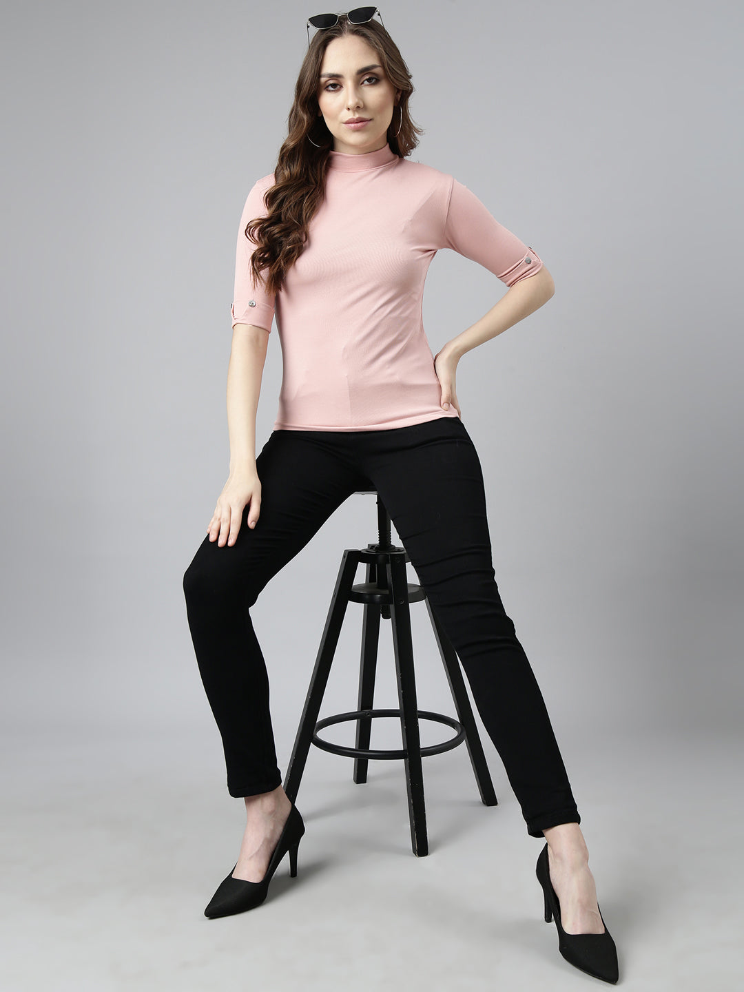 Women Peach Solid Top