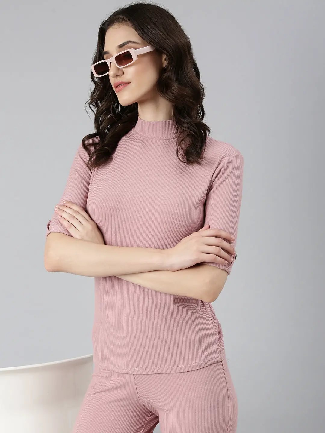Women's Mauve Solid Tracksuit