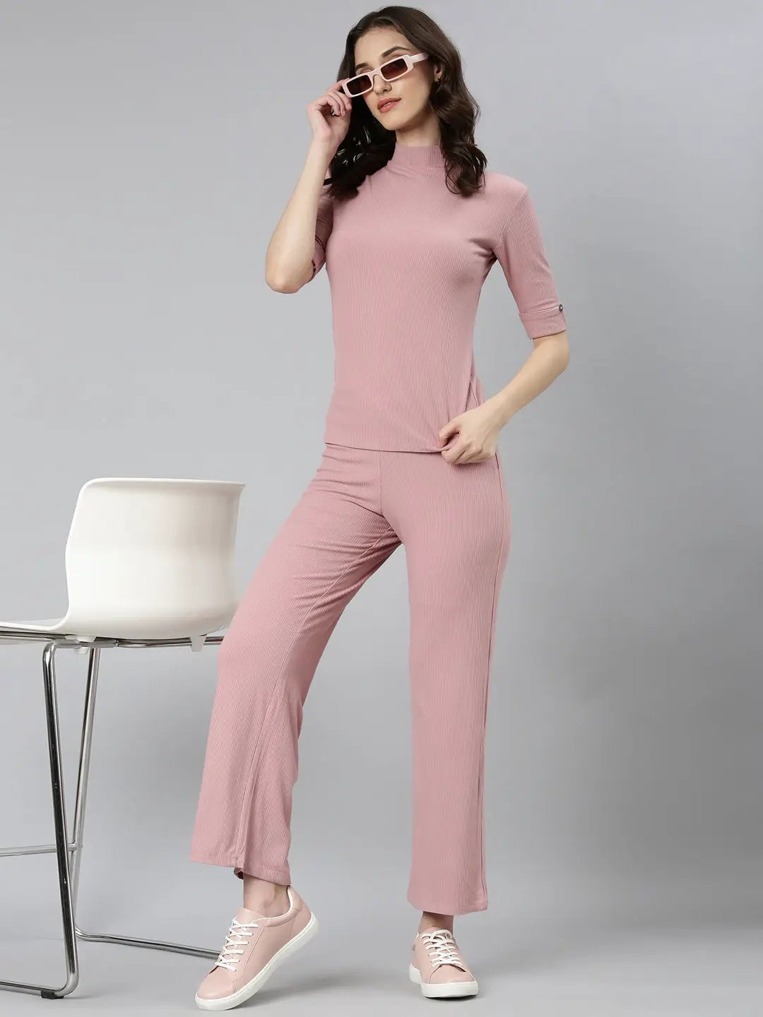 Women's Mauve Solid Tracksuit
