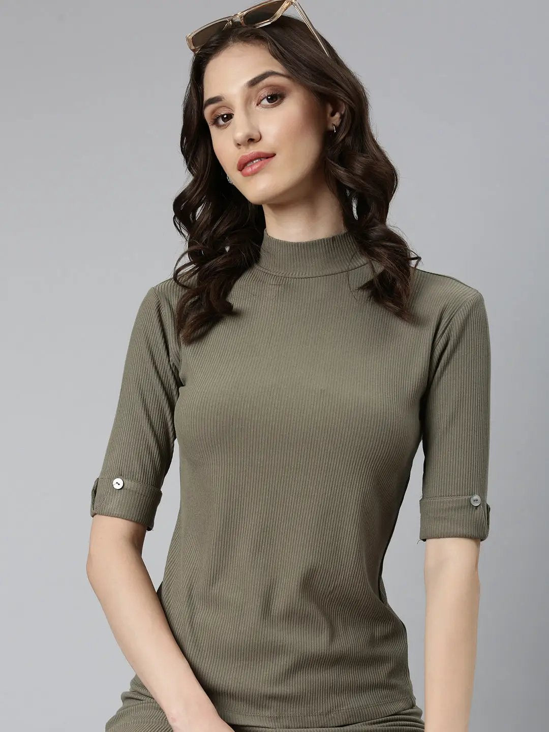 Women's Olive Solid Tracksuit