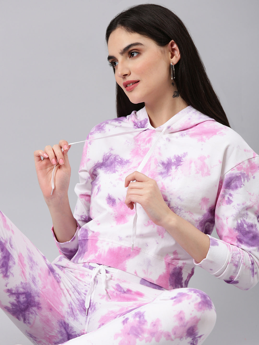 Women White Tie Dye Tracksuit