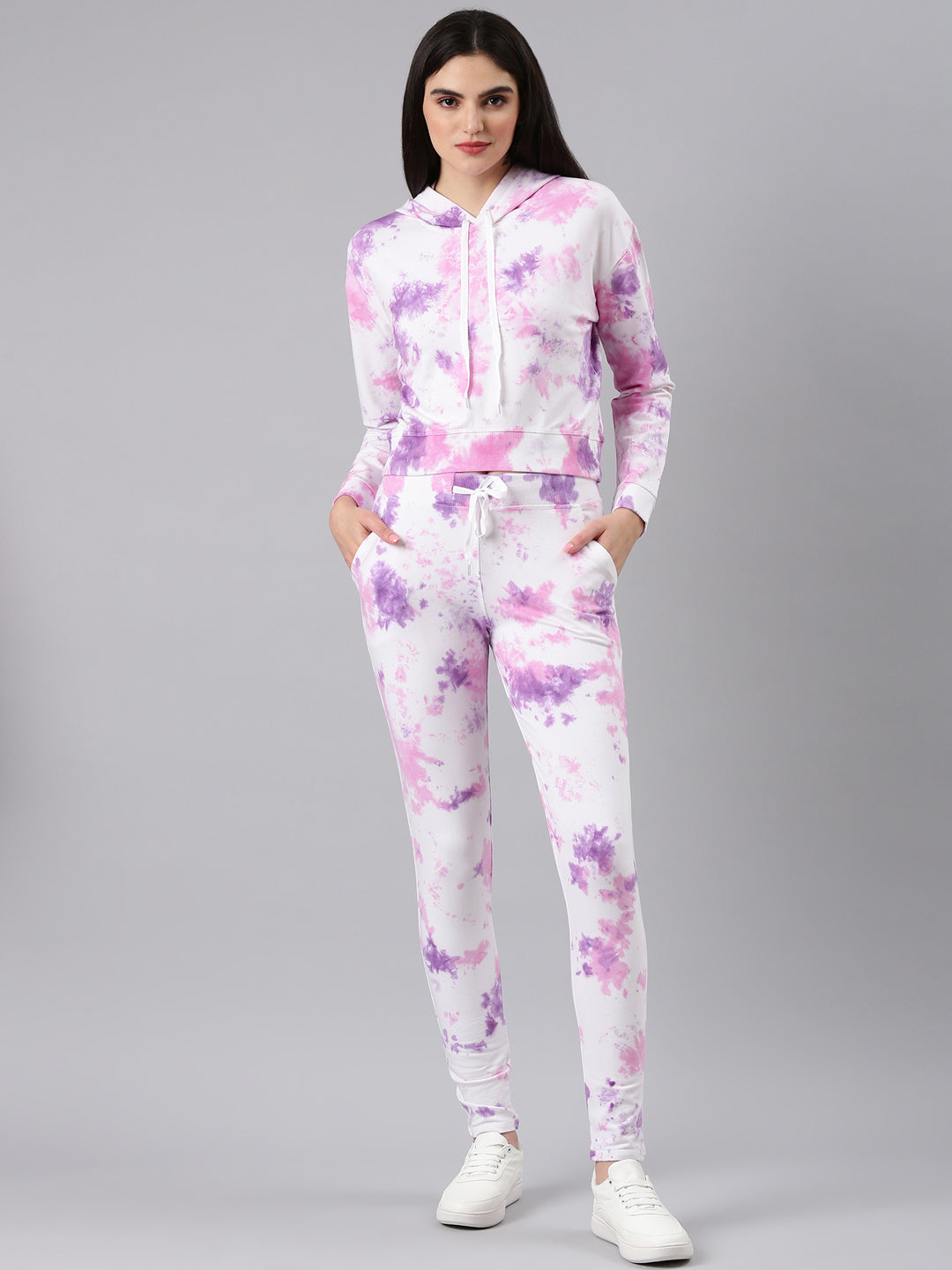 Women White Tie Dye Tracksuit