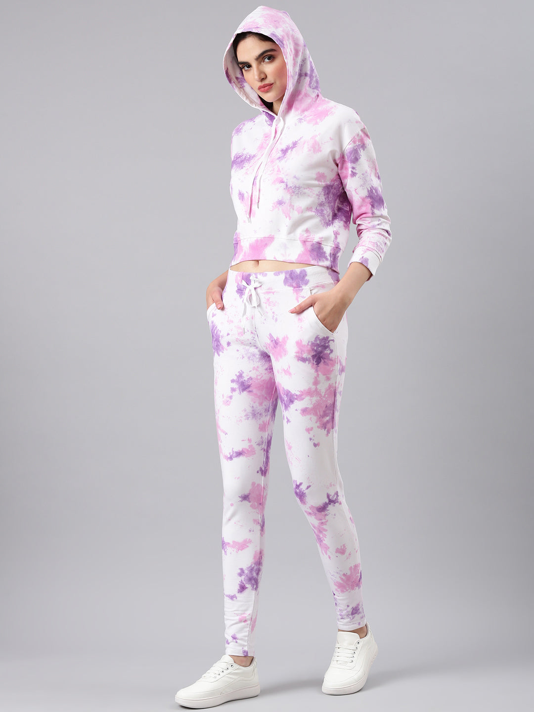 Women White Tie Dye Tracksuit