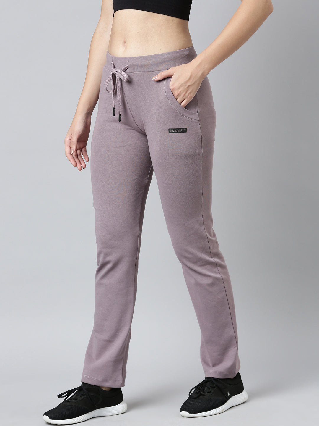 Women Solid Slim Fit Lavender Track Pant